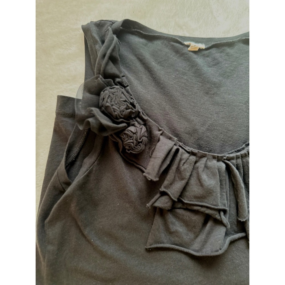 J.Crew Tank Top Women's S Black Rosette Ruffle Coquette Romantic Office Chic - Picture 7 of 9